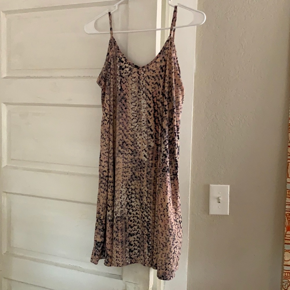 Leopard pink dress. Spaghetti strap soft material. Casual comfy dress